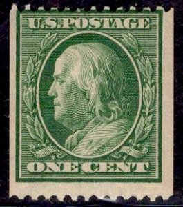 US Stamp #385 One Cent Franklin Coil MINT Hinged SCV $45.00