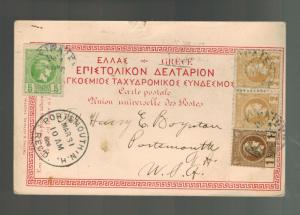 1900 Athens Greece real picture postcard Cover to Portsmouth NH USA Parthenon