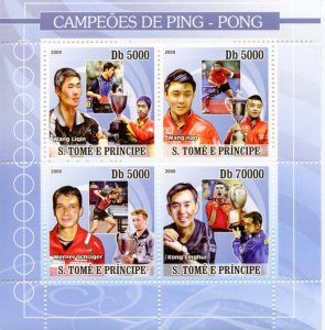 CLOSE OUT  SAO TOME 2008 CHAMPIONS OF PING PONG SHEET MINT NH