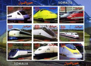 Somalia 1999 SPEED TRAINS Sheet (9) Imperforated Mint (NH)