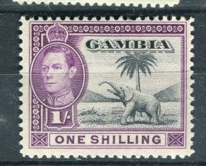 GAMBIA; 1938 early GV Pictorial Mint hinged Shade of 1s. value