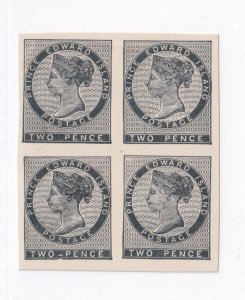 PRINCE EDWARD ISLAND 2p VF-MNH BLOCK OF 4 TRIAL PROOFS