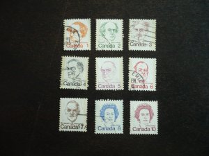 Stamps - Canada - Scott# 586-593A - Used Set of 9 Stamps