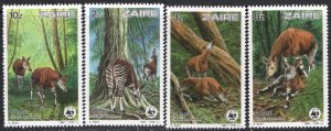 Thematic stamps ZAIRE 1984 WWF OKAPI 1209/12 mint