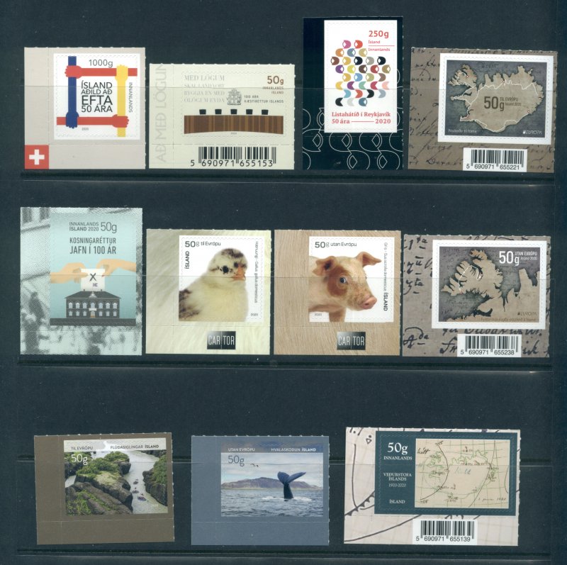 Iceland New Issues of 2020.  MNH