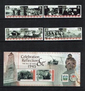 Isle of Man: 2005  60th Anniversary of the end World War 2, MNH set + M/S 