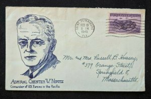 1945 St Petersburg Florida Illustrated Patriotic Cover Springfield MA Wax Seal