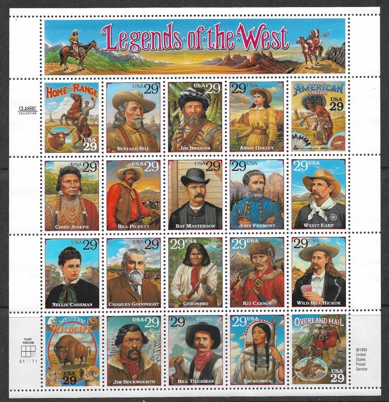 1984 Sc2870 Legend of the West MNH error S/S