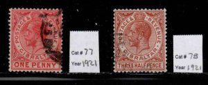 Gibraltar #77, 78 ~ King George V ~ Used (1921)