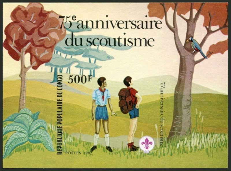 Congo PR 631-634,635 imperf, MNH. Michel 859B-862B, Bl.29B. Scouting Year 1982.