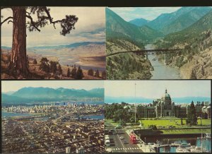 Canada Lot of 4 1970's Pre-stamped 8Cent British Columbia Color Postcards MNH