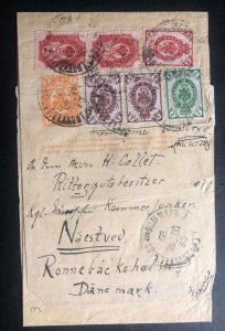 1902 Russia Empire Stationery Wrapper Cover To Naestved Denmark H+Ge3