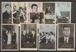 Fujeira Sc 28-37 MNH. 1965 JFK Memorial, complete IMPERF set, fresh, bright, VF.