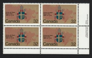 PAPAL COAT-OF-ARMS, MAP = Canada 1984 #1030 MNH LR PB