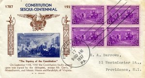 United States First Day Covers #798 Cat$18, 1937 3c Constitution Awaqquicente...