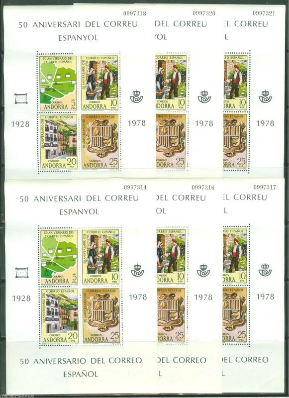 SPANISH ANDORRA 1978 EUROPA LOT OF SOUVENIR SHEETS  MINT NH AS SHOWN