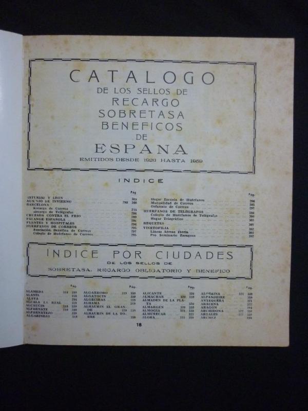 CATALOGO DE LOS SELLOS DE RECARGO SOBRETASA BENEFIOS DE ESPANA - REPRINT?