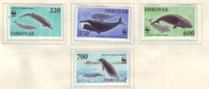 Faroe Islands Sc 208-11 1990 Whales WWF stamp set mint NH