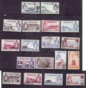 Gibraltar-Sc#132-45- id5-used QEII set + 4 colour variations-1953-