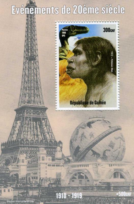 Guinea 1998 EVENTS 1910/1919 Piltdown Man s/s Perforated Mint (NH)