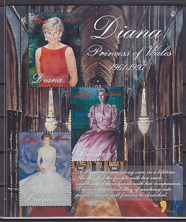 Liberia, 1998 issue. Princess of Wales s/sheet. ^