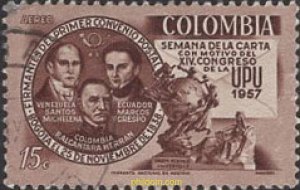 660589 USED COLOMBIA 1957 SEMANA DE LA CARTA. 14 CONGRESO DE LA UPU