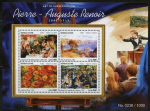 SIERRA LEONE  2015 PIERE-AUGUSTE RENOIR   PAINTINGS SHEET MINT NH