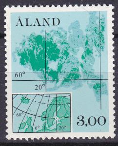 Finland-Aland Isls.  17 MNH 1984 3m Map of Scandinavia