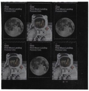 US #5399-5400 MNH Plate Block of 6. First Moon Landing - 1969.  Very nice.