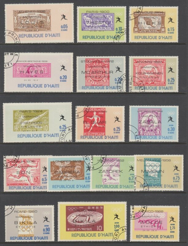 Haiti Sc 616-616O used 1969 Mexico City Olympics, complete set of 16, VF 