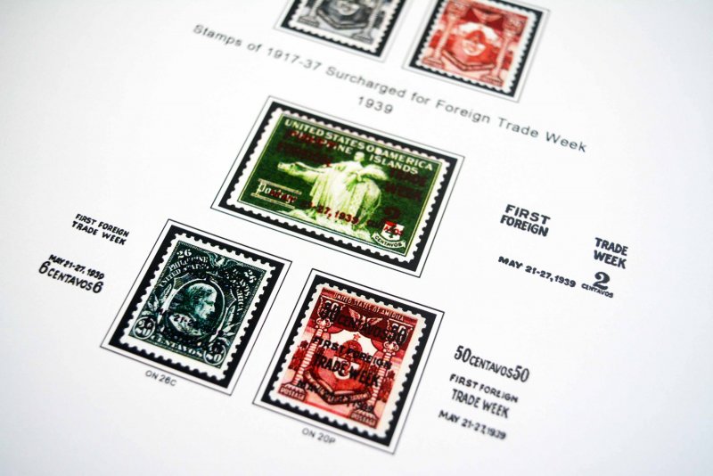 COLOR PRINTED PHILIPPINES [US+JP] 1898-1946 STAMP ALBUM PAGES (60 illust. pages)