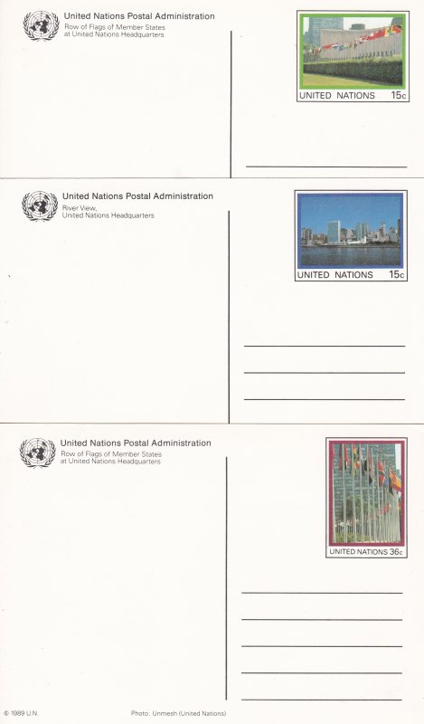 United Nations - New York # UX9-UX18, Postal Cards, Mint, 1/2 CAt.