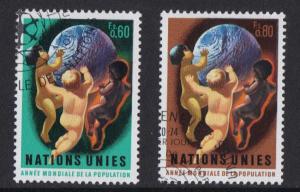 United Nations Geneva  #43-44  cancelled 1974 World population year