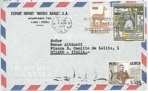 27331 - PERU  - POSTAL HISTORY  - AIRMAIL COVER to ITALY 1960  Birds LLAMA Fauna