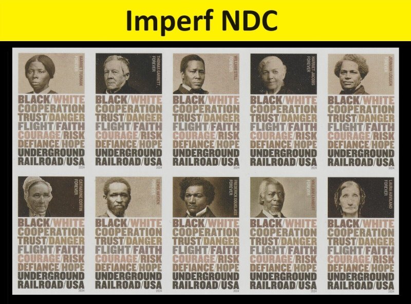 US 5843b 5843c The Underground Railroad F Imperf NDC block 10 set 2 MNH 2024