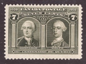 1908 / #100 - Canada 7¢ Montcalm & Wolfe - Quebec Tercentennial MH f/vf est $140