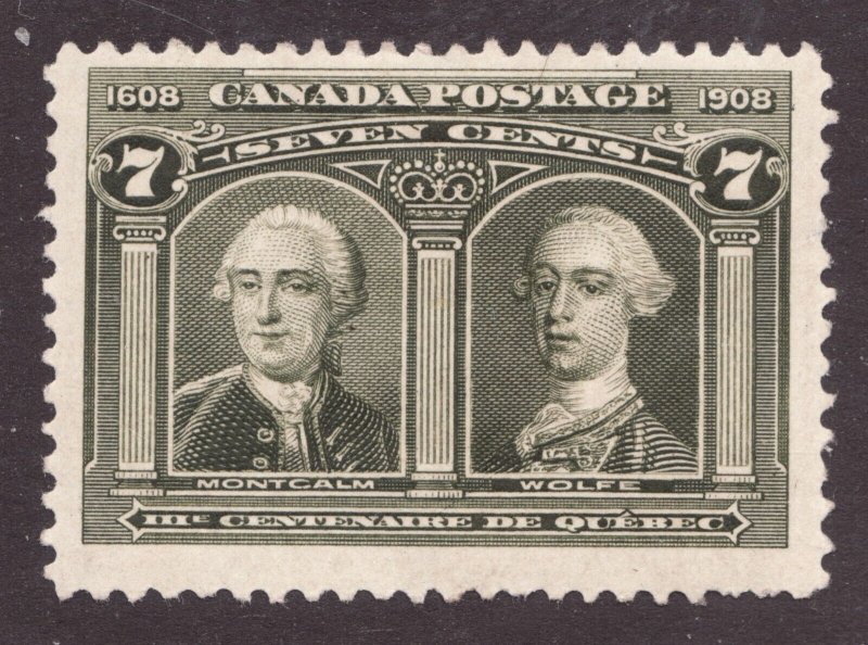 1908 / #100 - Canada 7¢ Montcalm & Wolfe - Quebec Tercentennial MH f/vf est $140