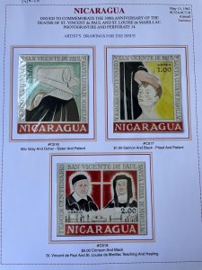Nicaragua C516-518 Artist Drawings (Unique) plus imperfs KSPhilatelics (CH35001)