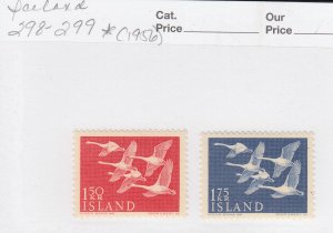 J29065, 1956 iceland set mh #298-9 swans