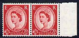 Great Britain 1952-54 Wilding 2.5d Tudor wmk marginal pai...