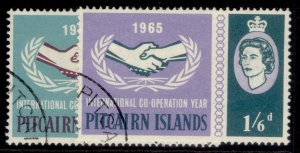 PITCAIRN ISLANDS QEII SG51-52, 1965 INTL co-op year set, FINE USED.