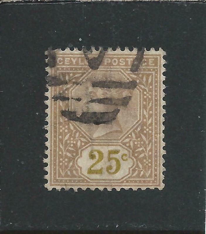 CEYLON 1886 25c YELLOW-BROWN VALUE IN YELLOW GU SG 198a CAT £90