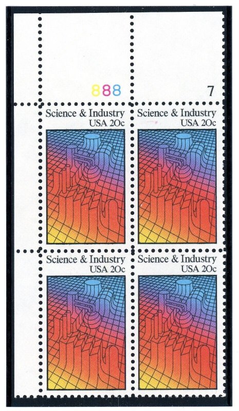 US  2031  Science and Industry 20c - Plate Block of 4 - MNH - 1983 - 888-7  UL