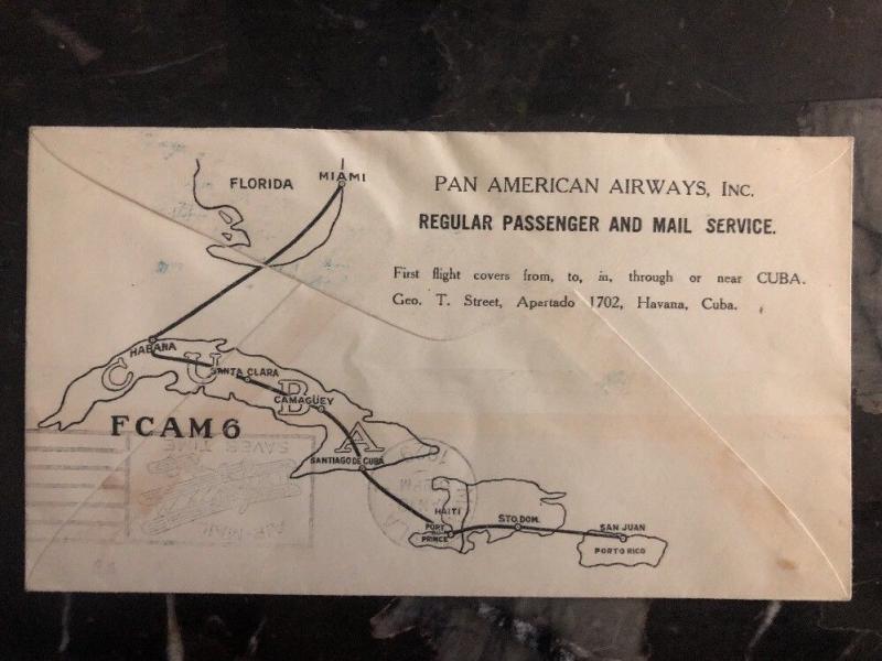 1929 St Domingo Dominican Rep First Flight Cover FFC To Miami Fl USA Map FAM 6