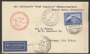 Germany 1930 Graf Zeppelin SAF Si57L 2RM South America Bahia Flown Cover 103426