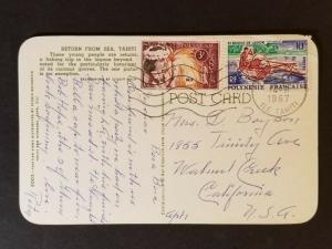 1967 Tahiti to Walnut Creek California Fishing Trip Real Picture Postcard Cover