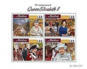 2016 Maldives. Queen Elizabeth Ii. Michel Code: 6295-6298. Scott Code: 3630