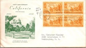 FDC 1950 - 100th Anniversary California Statehood - Sacramento, Ca - F33522