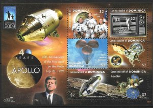 DOMINICA SGMS3675 2009 40th ANNIV OF MANNED MOON LANDING   MNH
