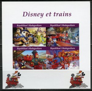 Madagascar 2020  Disney and Trains imperf sheet(4) mint nh